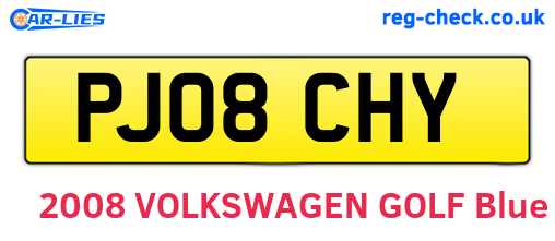 PJ08CHY are the vehicle registration plates.