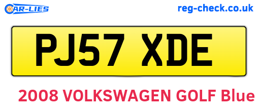 PJ57XDE are the vehicle registration plates.