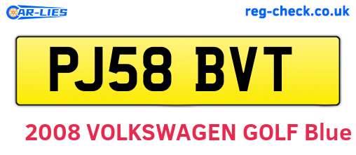 PJ58BVT are the vehicle registration plates.
