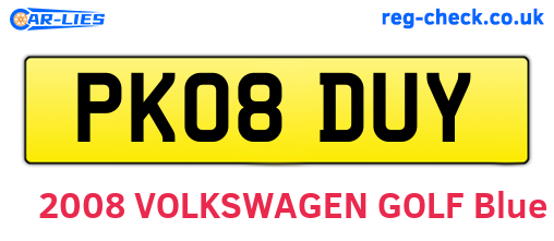 PK08DUY are the vehicle registration plates.