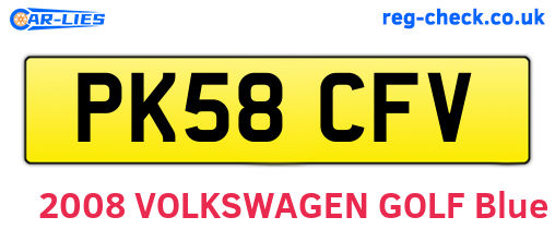 PK58CFV are the vehicle registration plates.