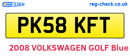 PK58KFT are the vehicle registration plates.