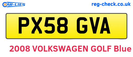 PX58GVA are the vehicle registration plates.