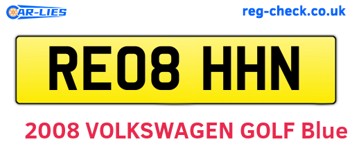 RE08HHN are the vehicle registration plates.