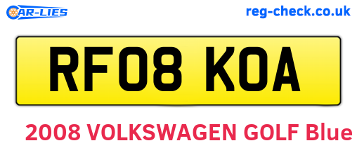 RF08KOA are the vehicle registration plates.