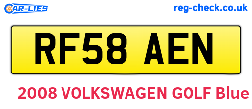 RF58AEN are the vehicle registration plates.
