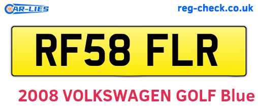 RF58FLR are the vehicle registration plates.