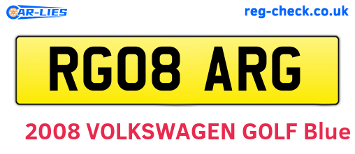 RG08ARG are the vehicle registration plates.