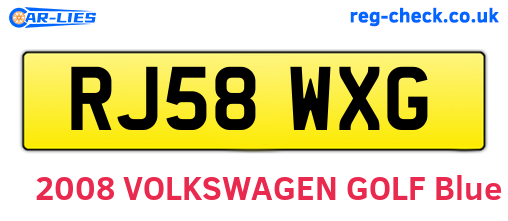 RJ58WXG are the vehicle registration plates.