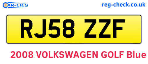 RJ58ZZF are the vehicle registration plates.