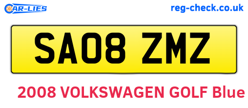 SA08ZMZ are the vehicle registration plates.