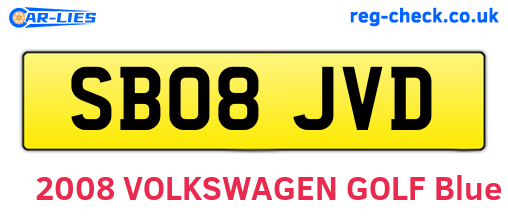 SB08JVD are the vehicle registration plates.