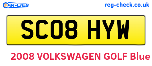 SC08HYW are the vehicle registration plates.