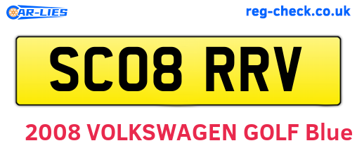 SC08RRV are the vehicle registration plates.