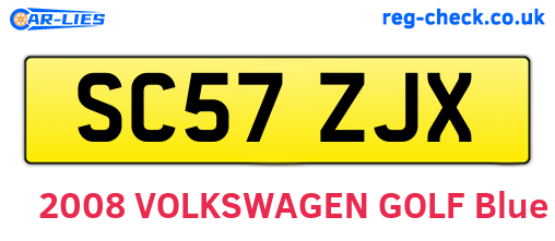SC57ZJX are the vehicle registration plates.