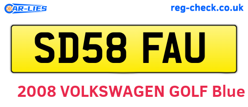 SD58FAU are the vehicle registration plates.
