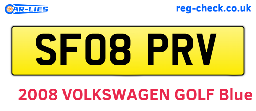 SF08PRV are the vehicle registration plates.