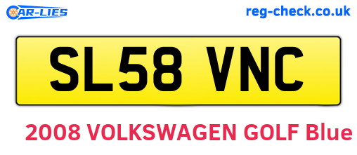 SL58VNC are the vehicle registration plates.