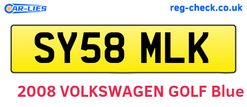 SY58MLK are the vehicle registration plates.