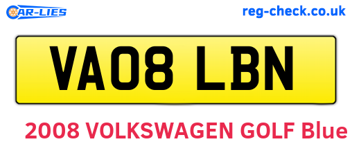 VA08LBN are the vehicle registration plates.