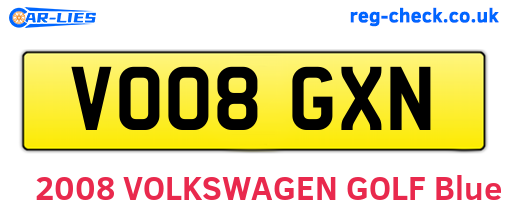 VO08GXN are the vehicle registration plates.