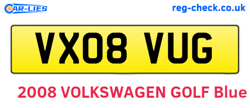 VX08VUG are the vehicle registration plates.