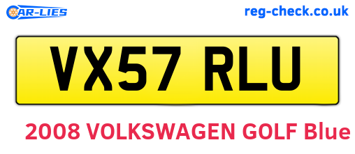 VX57RLU are the vehicle registration plates.
