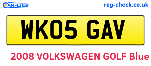 WK05GAV are the vehicle registration plates.