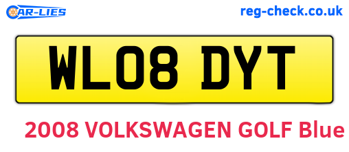 WL08DYT are the vehicle registration plates.