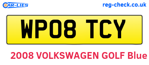 WP08TCY are the vehicle registration plates.