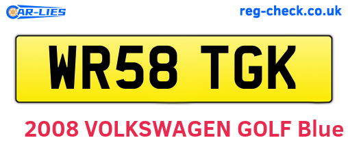 WR58TGK are the vehicle registration plates.