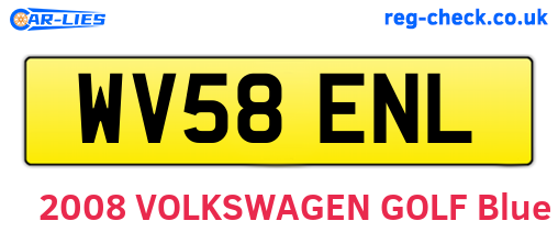 WV58ENL are the vehicle registration plates.
