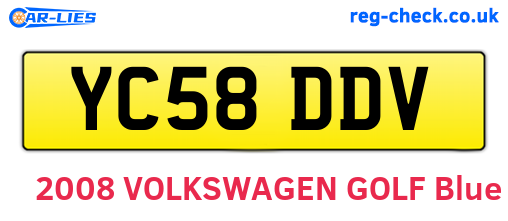 YC58DDV are the vehicle registration plates.
