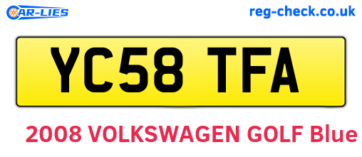 YC58TFA are the vehicle registration plates.