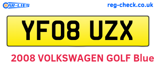 YF08UZX are the vehicle registration plates.