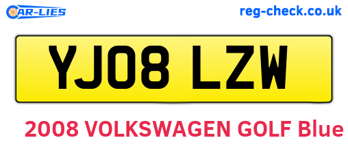 YJ08LZW are the vehicle registration plates.