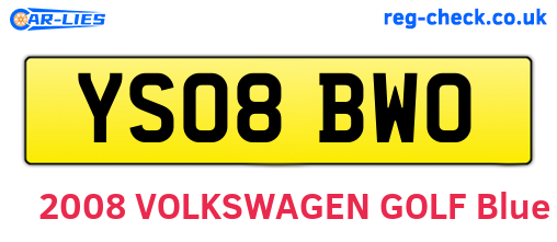 YS08BWO are the vehicle registration plates.