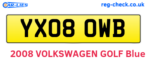 YX08OWB are the vehicle registration plates.