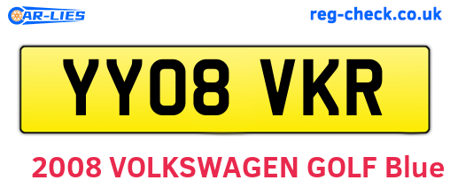 YY08VKR are the vehicle registration plates.