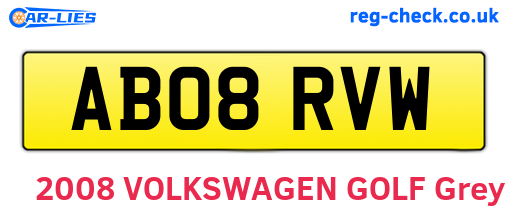 AB08RVW are the vehicle registration plates.