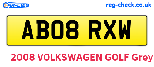 AB08RXW are the vehicle registration plates.