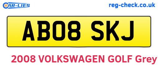 AB08SKJ are the vehicle registration plates.
