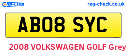 AB08SYC are the vehicle registration plates.