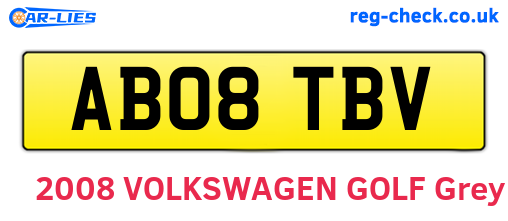 AB08TBV are the vehicle registration plates.