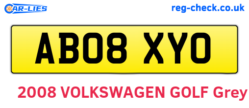 AB08XYO are the vehicle registration plates.