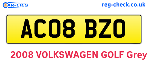 AC08BZO are the vehicle registration plates.