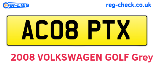 AC08PTX are the vehicle registration plates.