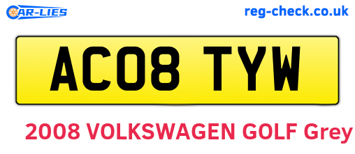 AC08TYW are the vehicle registration plates.