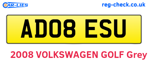 AD08ESU are the vehicle registration plates.