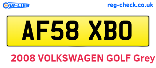 AF58XBO are the vehicle registration plates.